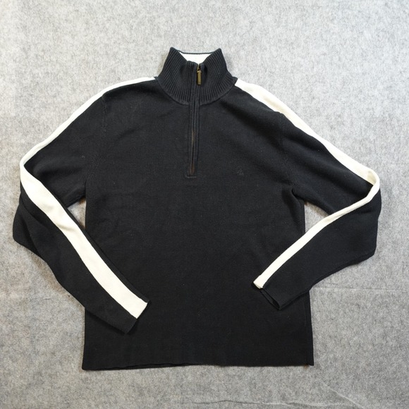 Ralph Lauren Sweaters - Ralph Lauren Sweater Womens Medium Knit Half Zip Pullover Black White Stripe